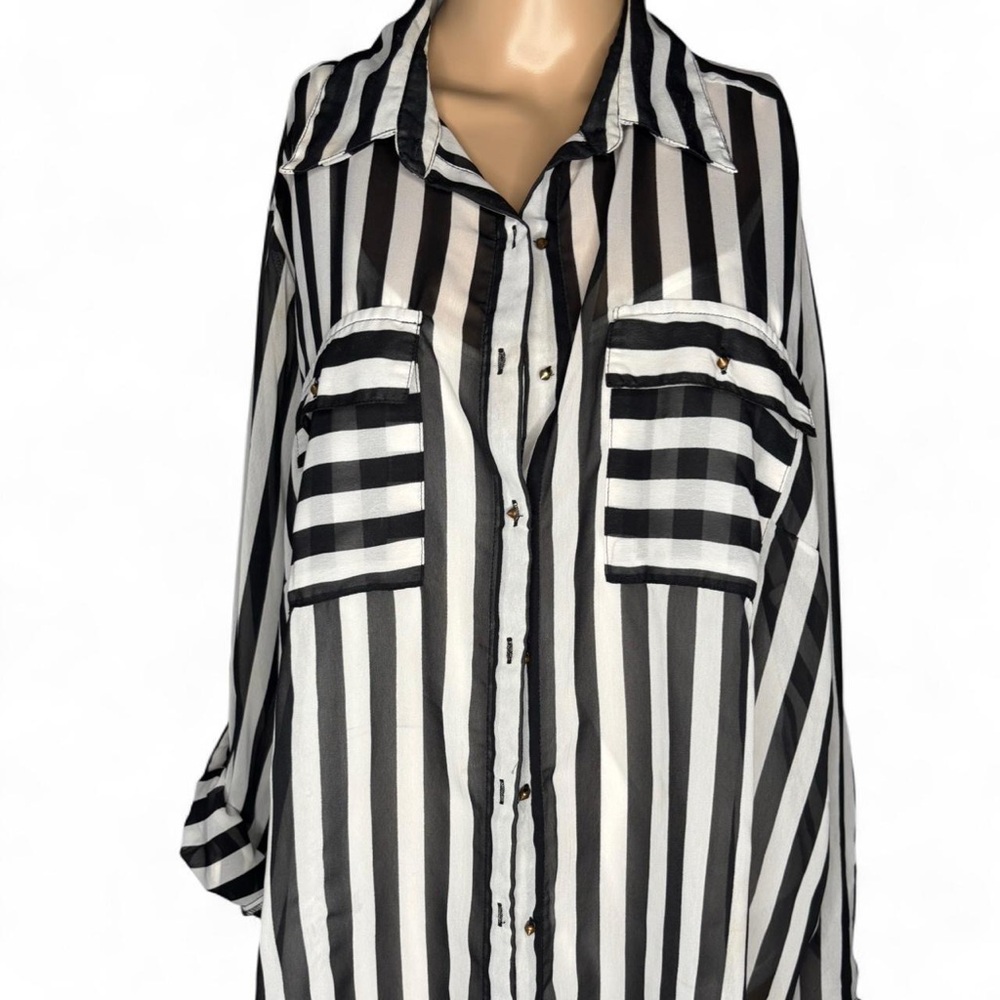 Striped Black and White Women's Blouse